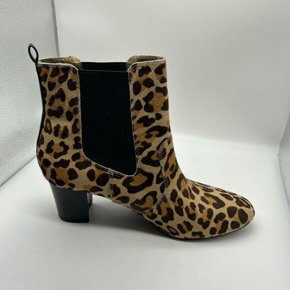 Coach and Four Tate Tan Brown Leopard Print Calf Hair Ankle Boot - Picture 5 of 12